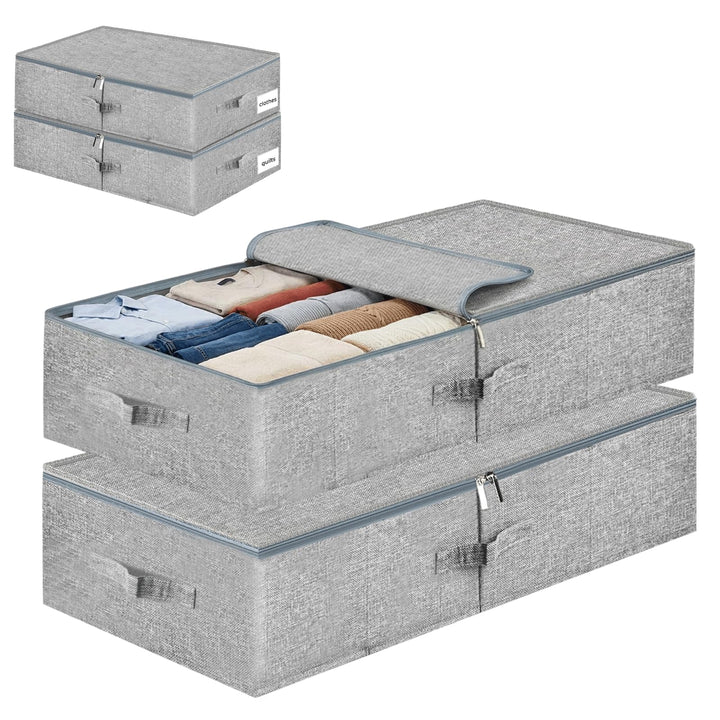 2 Stück Faltbarer Unterbett Aufbewahrungsbox, 17cm Hoch Flach Unterbettkommode, Waschbar Unterbettbo