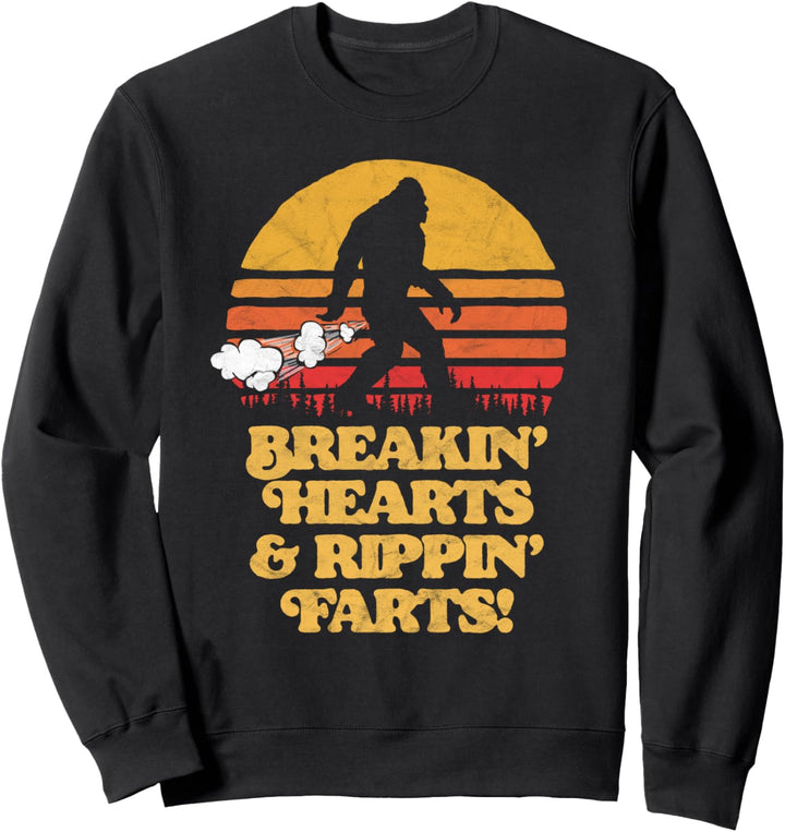 Sasquatch Breakin Hearts & Rippin Farts! Funny Bigfoot Sun Sweatshirt