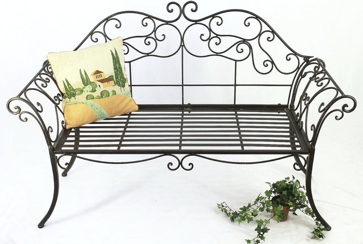 DanDiBo Gartenbank Metall Braun Wetterfest 146 cm 2 Sitzer Parkbank 111183 Antik Eisen Sitzbank Gart