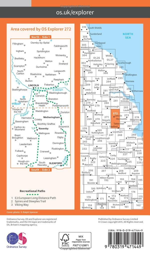 Lincoln (OS Explorer Active Map, Band 272), Karte