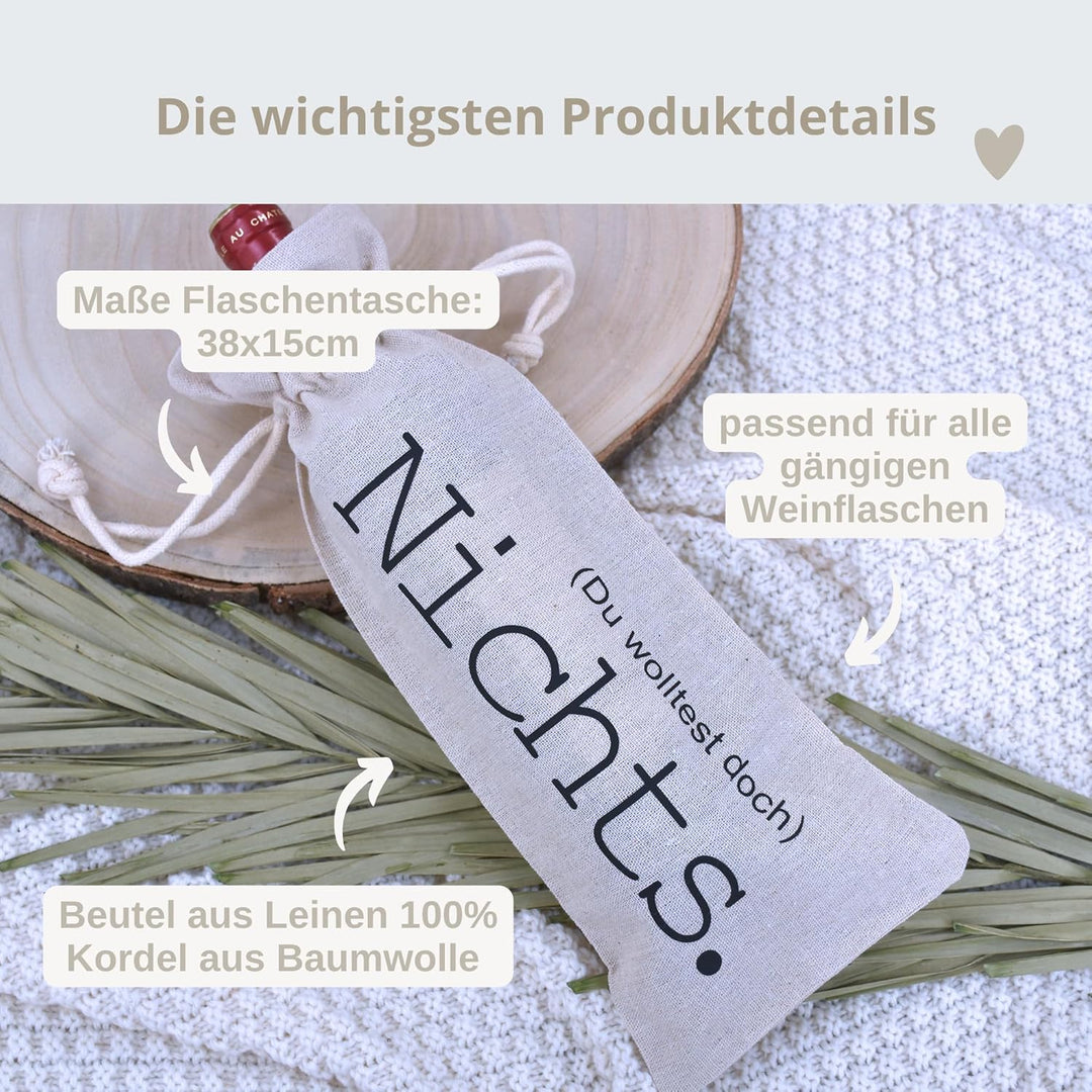 Flaschenbeutel Nichts | Geschenkverpackung "Für alle, die sich nichts wünschen!" | Geschenk zu Weihn