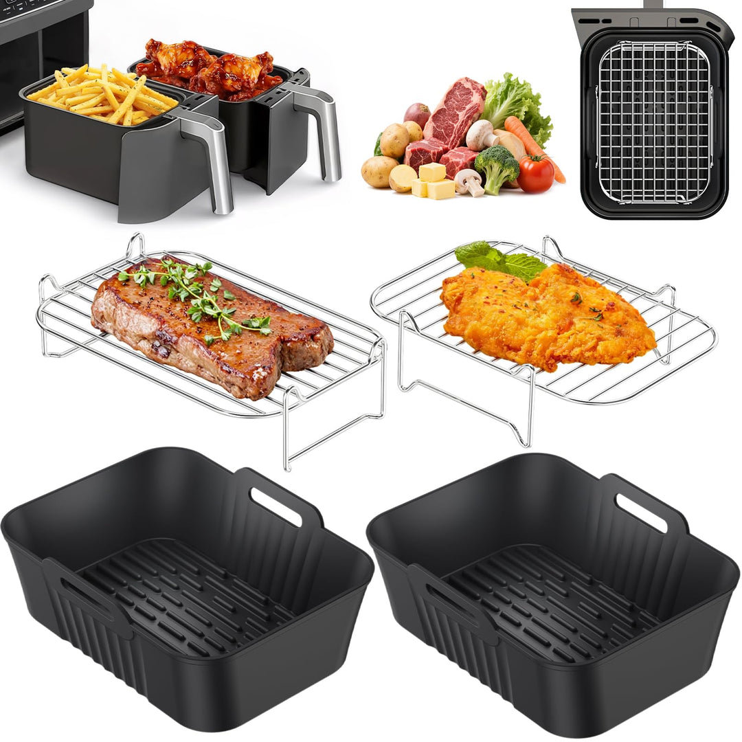 Ninja Heissluftfritteuse Zubehör, 4 Stück Airfryer Zubehör für Ninja Dual Zone AF400EU AF300EU 7,6L–