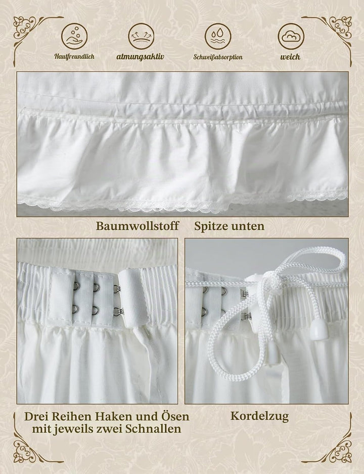 BEAUTELICATE Petticoat Reifrock 100% Baumwolle Unterröcke Lang Vintage Für Damen Brautkleid Hochzeit