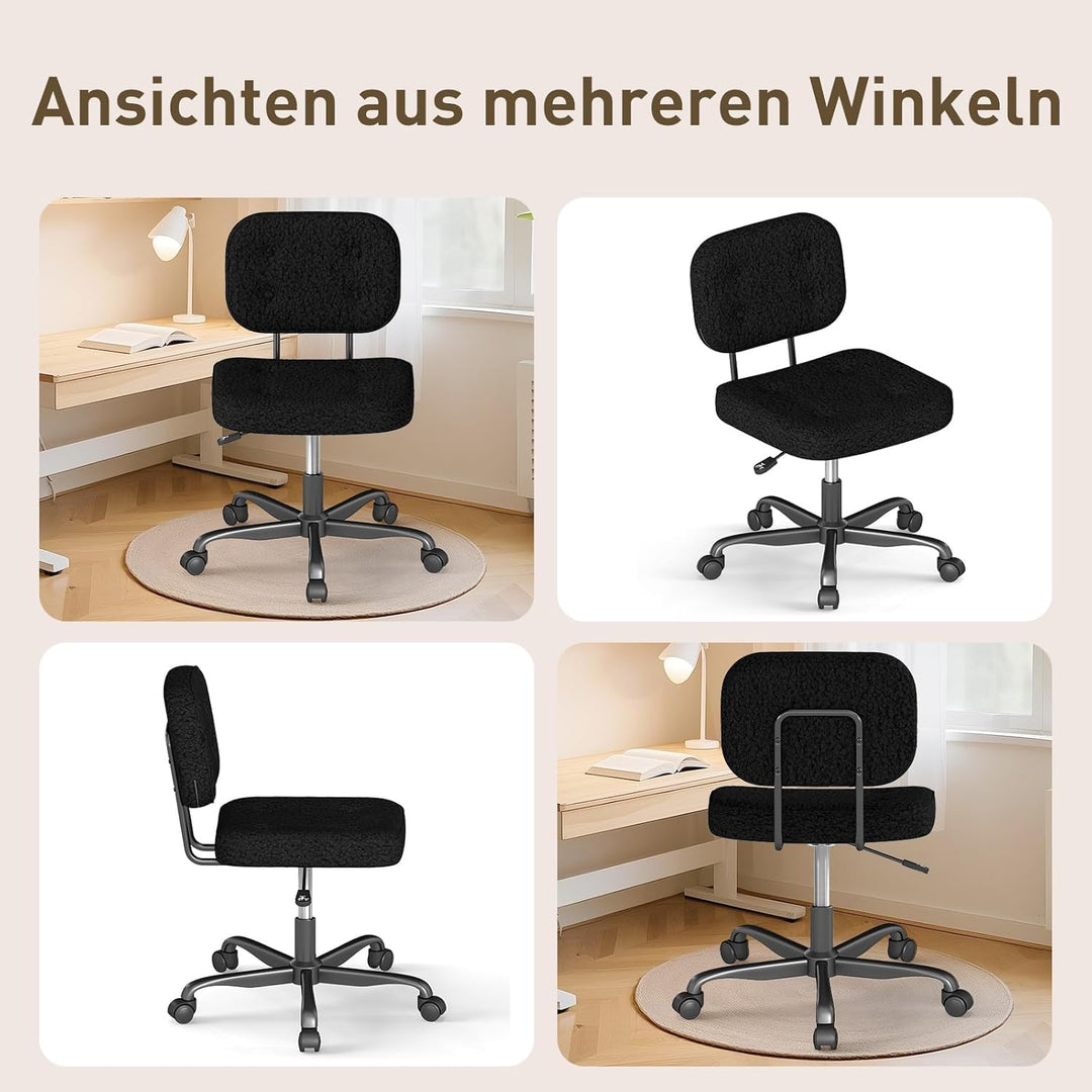 AnyGod Schreibtischstuhl ohne Armlehne, Kompakter Drehstuhl mit Rollen & Höhenverstellbar, Ergonomis