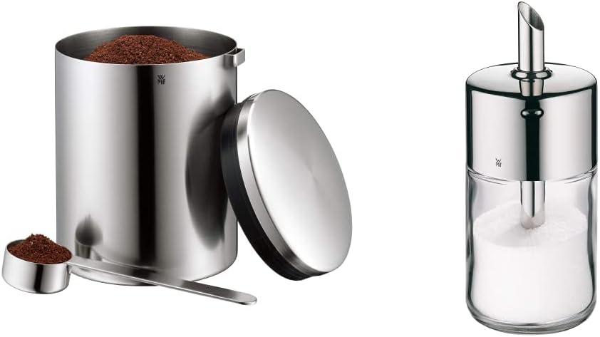 WMF Kult Tee- Kaffeedose für 500g, spülmaschinengeeignet & Barista Zuckerstreuer 240g, Glas, Cromarg