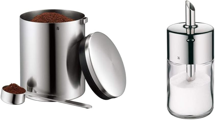 WMF Kult Tee- Kaffeedose für 500g, spülmaschinengeeignet & Barista Zuckerstreuer 240g, Glas, Cromarg