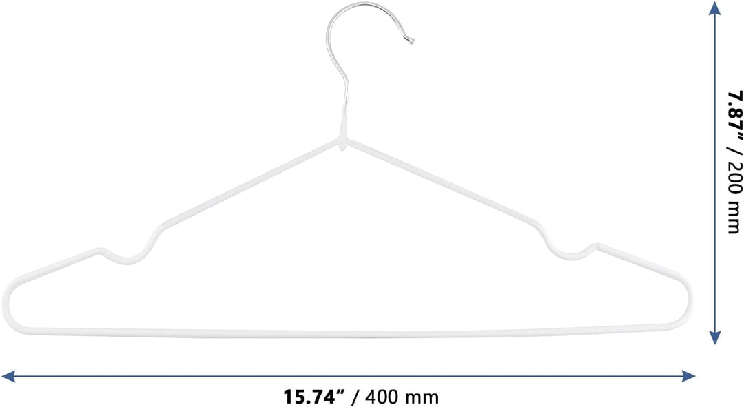 60 Stück Metall Kleiderbügel Weiss 40 cm, Kunststoff ummantelt Drahtbügel Kleiderbügel Platzsparend,