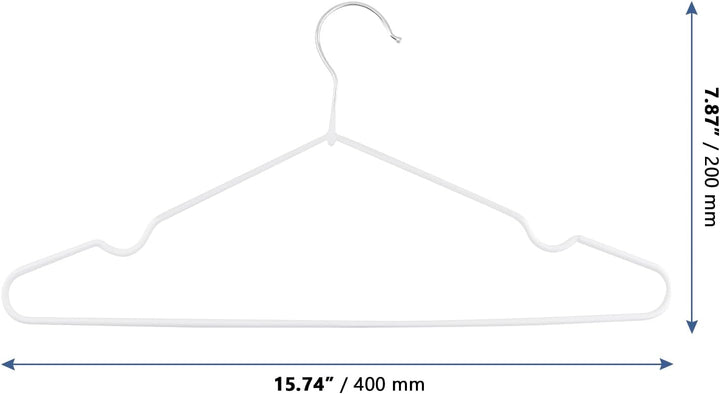 60 Stück Metall Kleiderbügel Weiss 40 cm, Kunststoff ummantelt Drahtbügel Kleiderbügel Platzsparend,