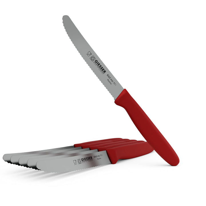 Giesser seit 1776 - Made in Germany - Tomatenmesser 6er Set rot, Klinge 11 cm, rutschfest, kleines U