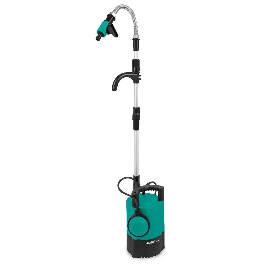 VONROC Regenfasspumpe Elektrisch - Tauchpumpe für Regenwassertonne 23V - 400W - 5200 l/h - Trockenla