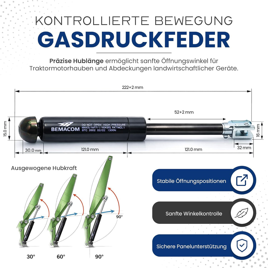 2x Gasdruckfeder für Fritzmeier Frontscheibe Verdeck Frontscheibe Verdeckplane M 701, 702, 703, 2015