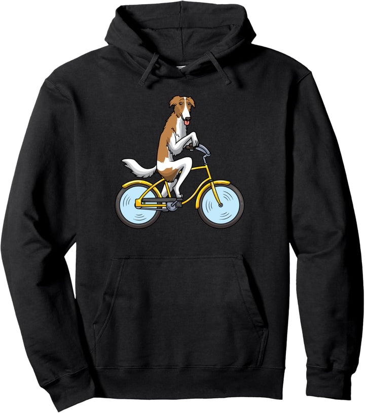 Barsoi Hund mit Fahrrad Fahrradfahrer Pullover Hoodie