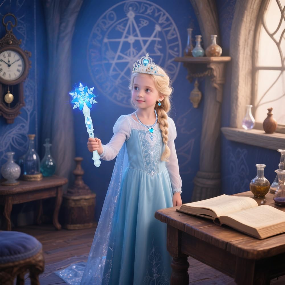 AUYAO Schneeflocke Leuchtend Zauberer Kinder Prinzessinnen Led Zauberstab Kind Magischer Zubehör Mäd