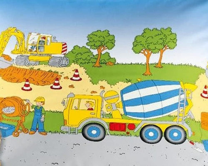 Bierbaum Kinder Fein - Biber Bettwäsche 2 TLG. 135x200cm Baustelle Baufahrzeuge