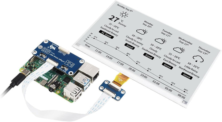 Waveshare 7.5inch E-Paper HAT Display Module, 800×480 Resolution, Supports Black/White 2 Colors, Com