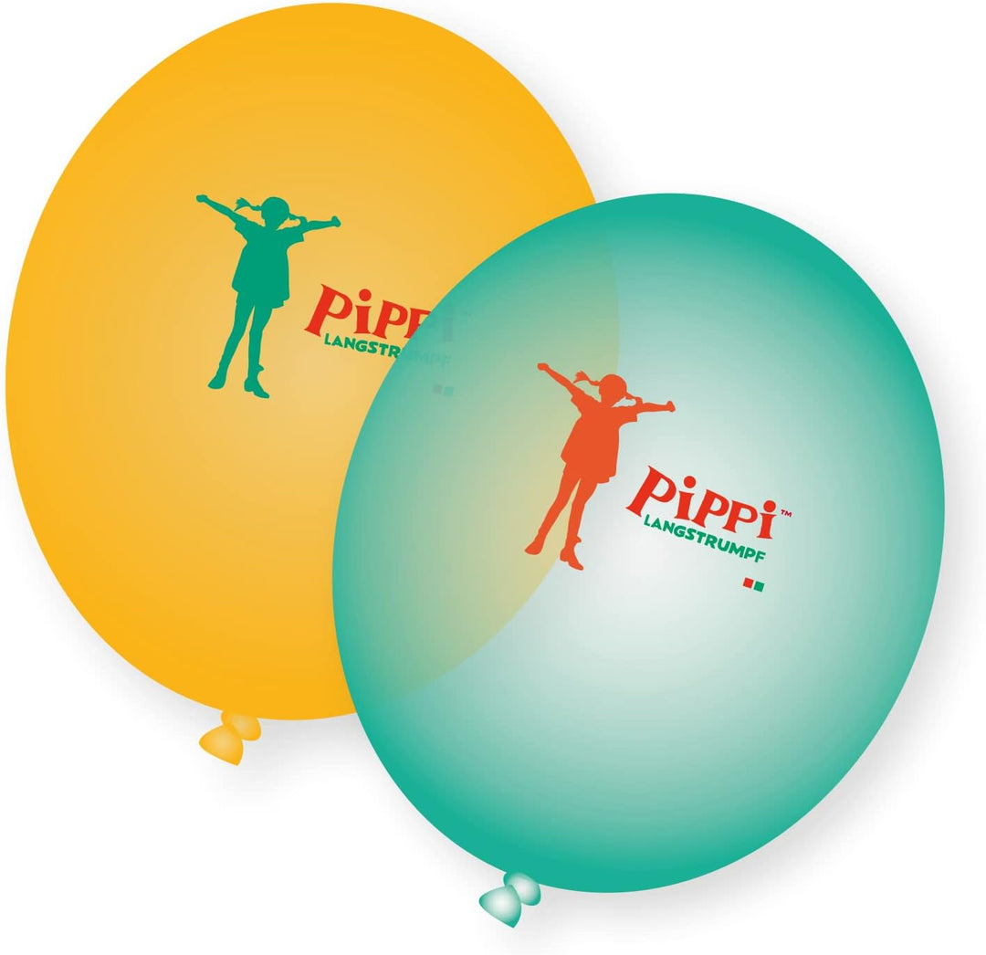 Pippi Langstrumpf Partyset für 8 Kinder - Kindergeburtstag Dekoration