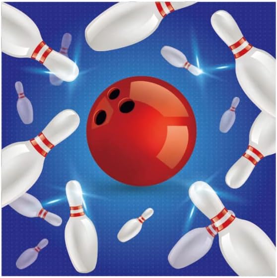 Bowling-Partyzubehör Set - Teller und Servietten für 24 Gäste, 64 Stück, Sportthemen-Pappteller und