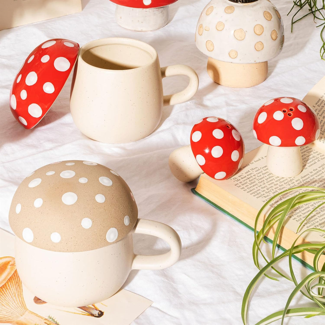 Sass & Belle Rot Mushroom Salz- und Pfeffer-Set aus Steinzeug