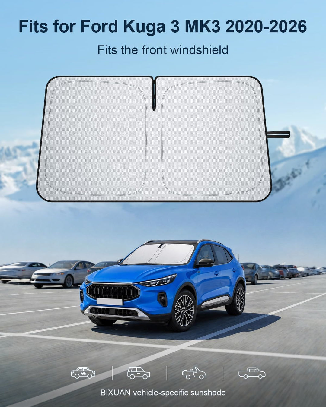 BIXUAN Frontscheiben-Sonnenschutz kompatibel mit Ford Kuga 3 MK3 2020-2025 2026 Auto Sonnenschutz Ab
