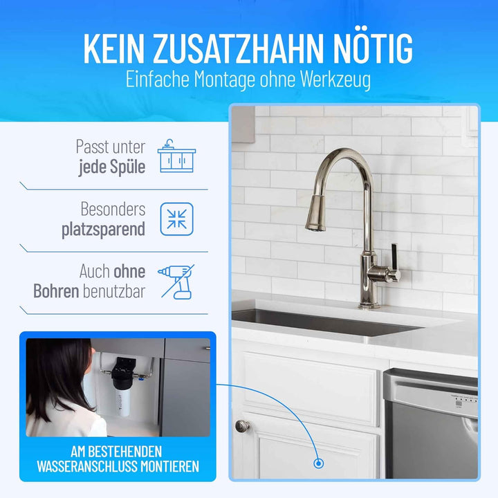 Premium Untertisch Wasserfilter, 8 Liter/Minute, entfernt 100 Schadstoffe, hohe Kapazität, kein sepa