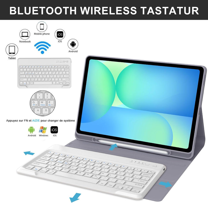 Tastatur für Samsung Galaxy Tab S10 FE+ Plus 13.1 Zoll 2025, Lila