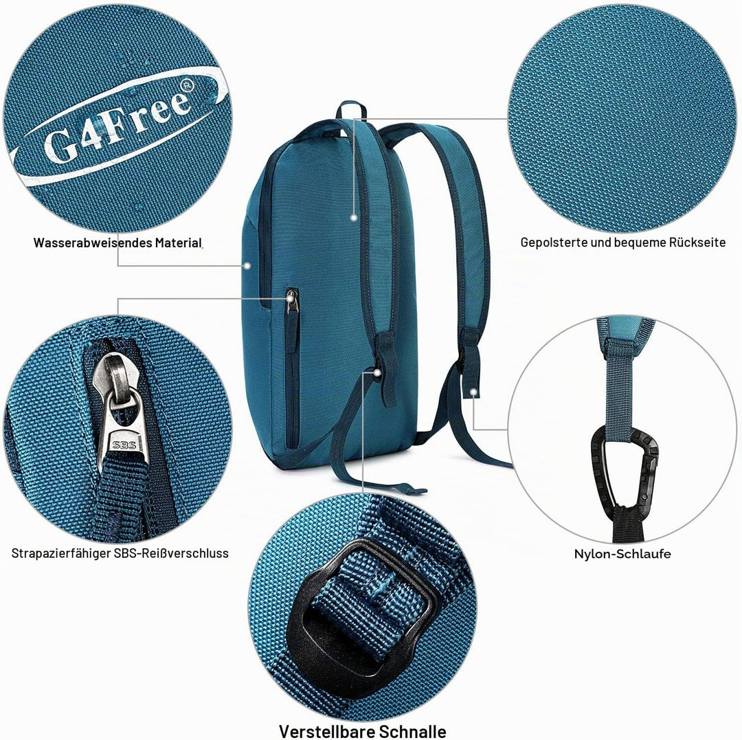 G4Free Mini Daypack Tagesrucksack Kleiner Rucksack Mehrzweck 10L Unsiex Wanderrucksack Buchrucksack
