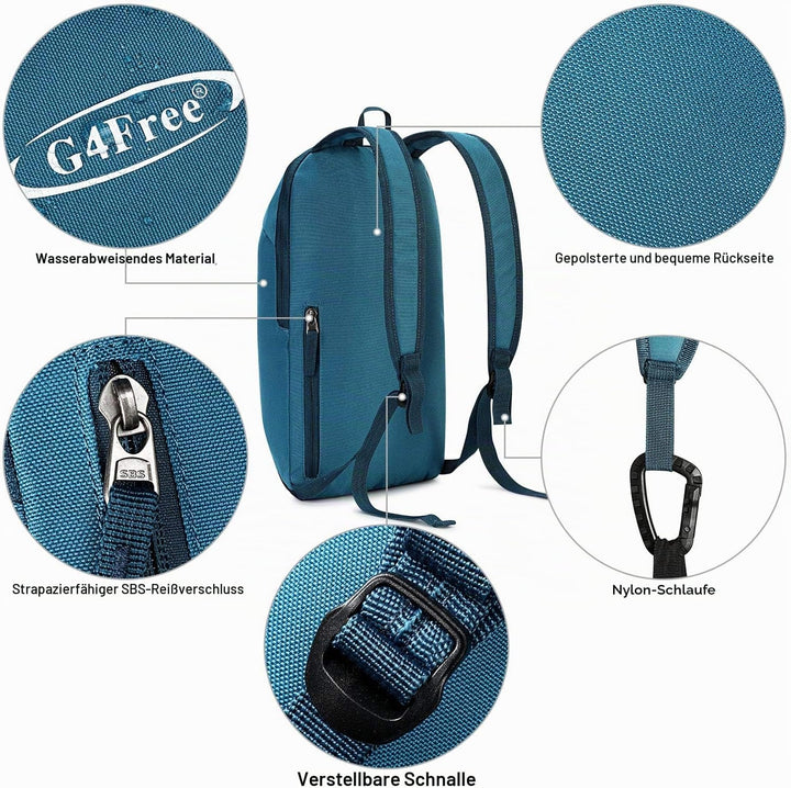 G4Free Mini Daypack Tagesrucksack Kleiner Rucksack Mehrzweck 10L Unsiex Wanderrucksack Buchrucksack