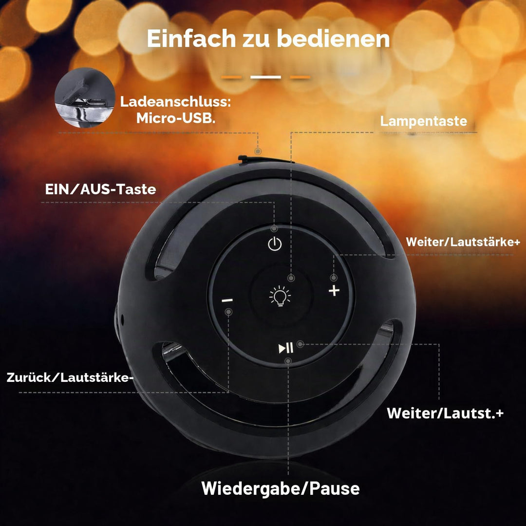 ANERIMST Taschenlampe Bluetooth Lautsprecher mit Stangen/Haken, flackernder Flammeneffekt, Outdoor/I