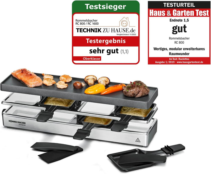 ROMMELSBACHER RC 800 Raclette-Grill fun for 4 (Tischgrill, für 4 Personen, erweiterbar, Parkdeck, Al