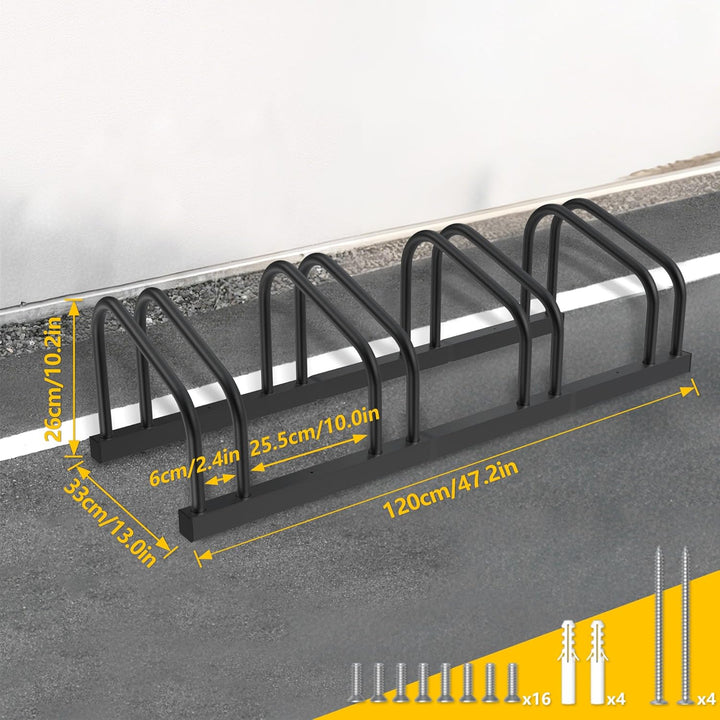 Aufun Fahrradständer Aufstellständer aus Stahl Für 4 Fahrräder, Mehrfachständer mit 37cm Radständer