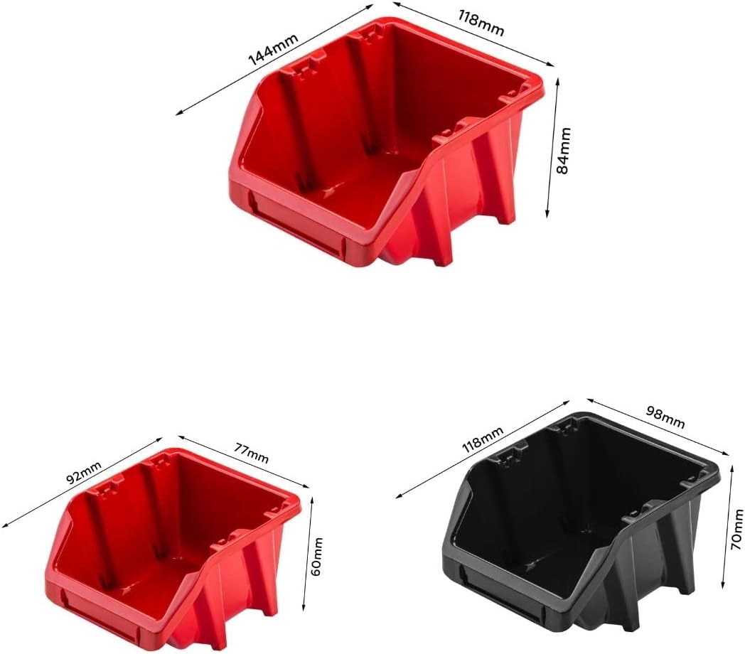 Lagersystem Werkstattregal | 156 x 78 cm | 39 stck. Box | Wandregal mit Werkzeughalterungen und Stap