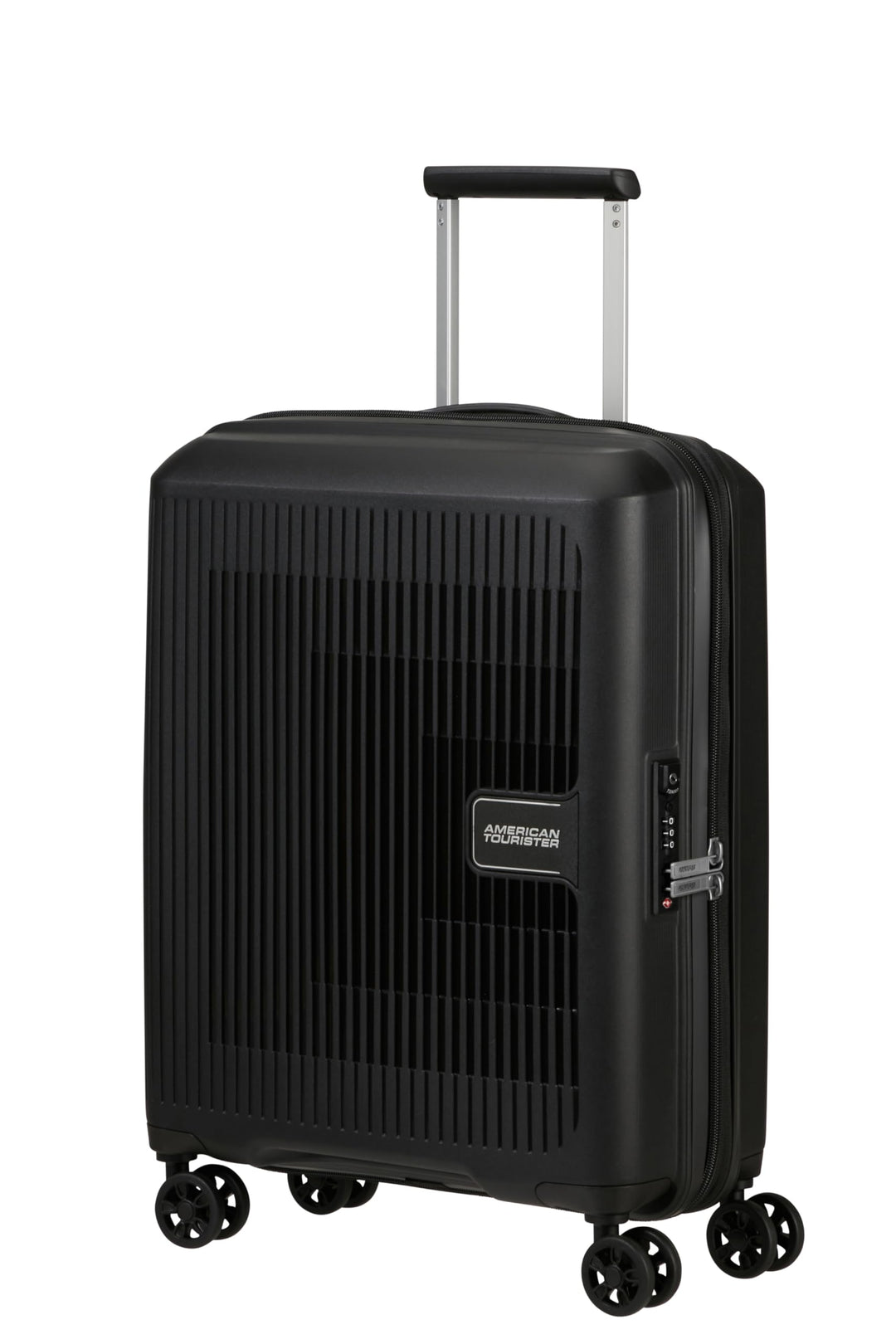 American Tourister Aerostep - Spinner S, Erweiterbarer Handgepäck, 55 cm, 36/40 L, Schwarz (Black) S
