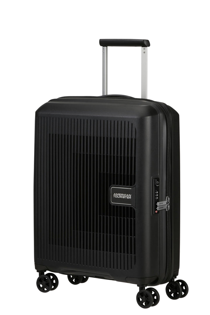 American Tourister Aerostep - Spinner S, Erweiterbarer Handgepäck, 55 cm, 36/40 L, Schwarz (Black) S