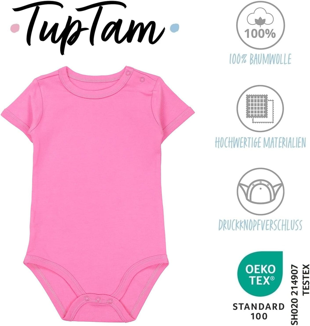 TupTam Mädchen Baby Body Kurzarm in Unifarben - 5er Pack 80 Farbenmix 1, 80 Farbenmix 1