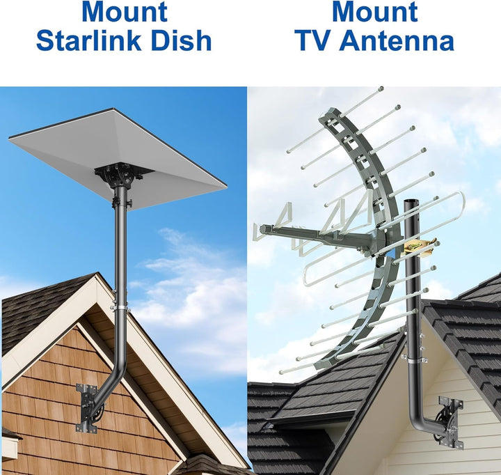 Universalhalterung für TV-Antenne, Stange aus lackiertem Eisen (1,38 Zoll x 24 Zoll) – Montage an Wa