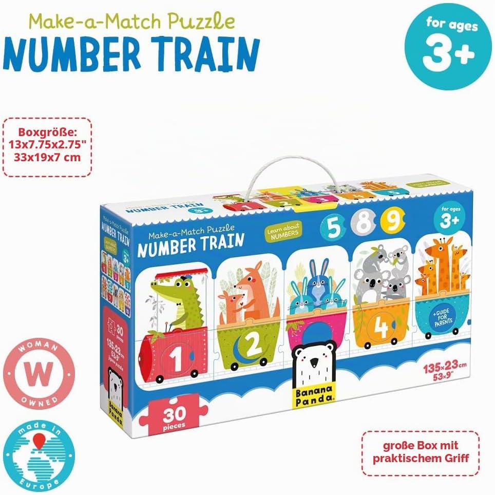 Banana Panda - Make-a-Match Puzzle Number Train - enthält 30 grosse Teile zum Lernen von Zahlen und