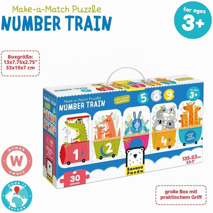 Banana Panda - Make-a-Match Puzzle Number Train - enthält 30 grosse Teile zum Lernen von Zahlen und