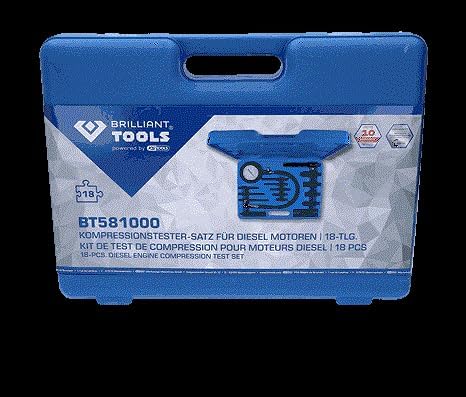 BRILLIANT TOOLS BT581000 Kompressionstester-Satz für Diesel Motoren, 18-tlg [Powered by KS TOOLS] 18