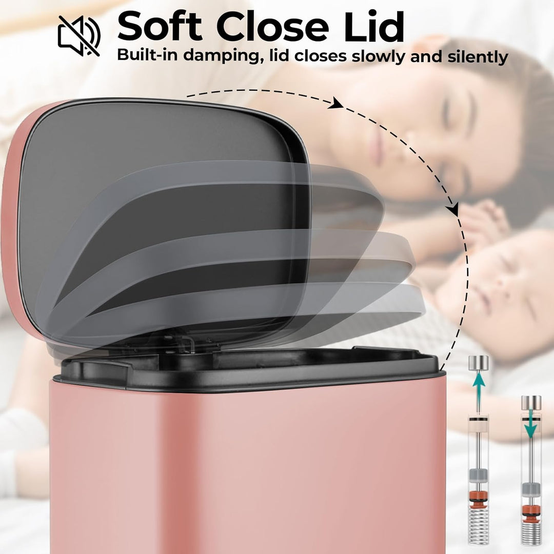 LIFERUN Mülleimer Küche 30l, Abfalleimer mit Deckel, Softclose Treteimer aus Stahl, mit Inneneimer f