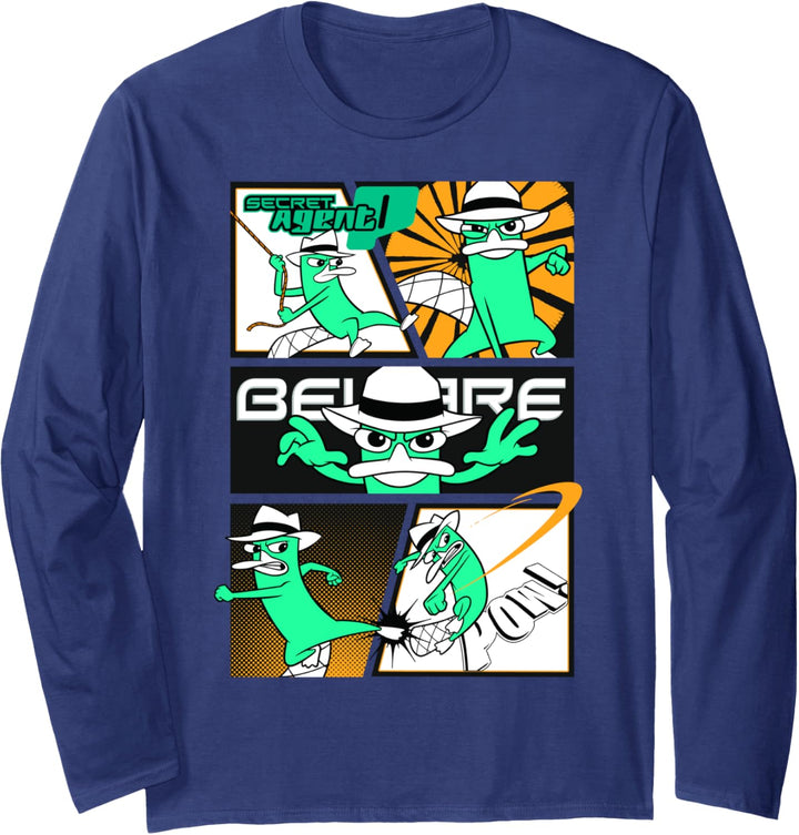 Disney Phineas und Ferb Perry Secret Agent Comic Panels Langarmshirt