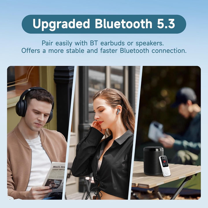 64GB MP3-Player mit Bluetooth 5.3, Tragbarer Musikplayer mit Lautsprecher, FM-Radio, Sprachrekorder,