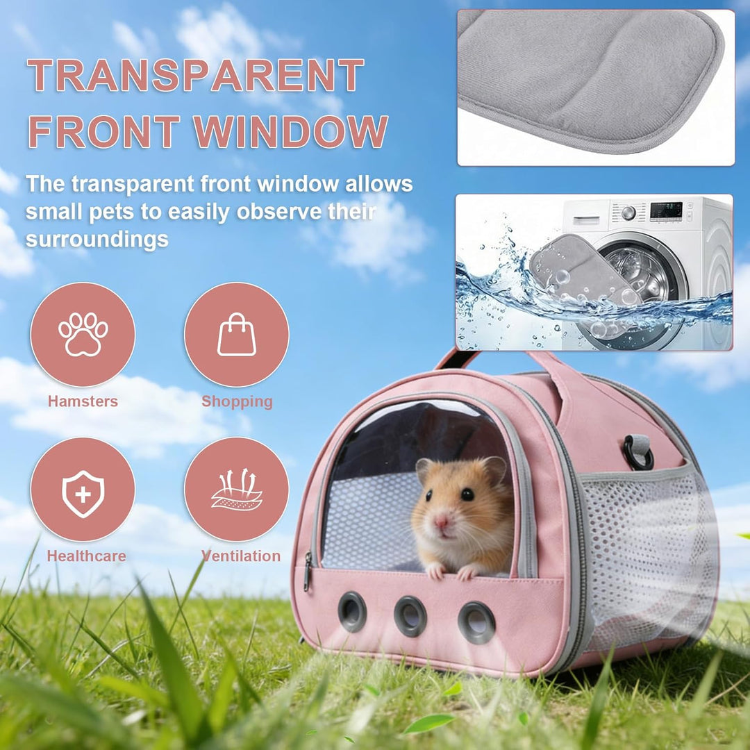 Kleintier-Transportbox Tragbare, atmungsaktive Transportbox für Meerschweinchen mit transparentem Fe