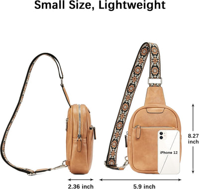 BOSTANTEN Brusttasche Damen Schulterrucksack Sling Bags Klein Umhängetasche Crossbody Bag PU Leder B