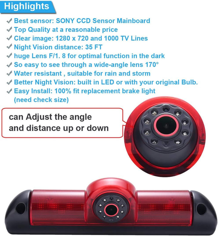 【Super HD Rückfahrkamera Set】 4.3'' Rückspiegel Monitor + 170°Super Weitwinkel Bremsleuchte Rückfahr