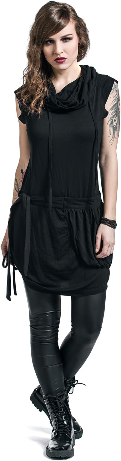 Forplay Damen schwarzes kurzes High-Neck Kleid XXL