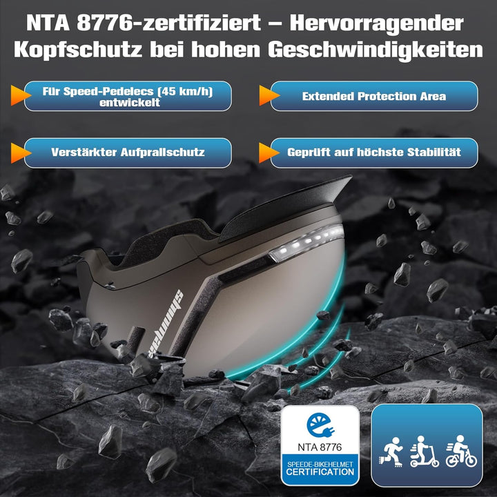 Shinmax Fahrradhelm Damen Herren mit Blinker & Licht, Fahrrad Helm Erwachsene mit USB Wiederaufladba
