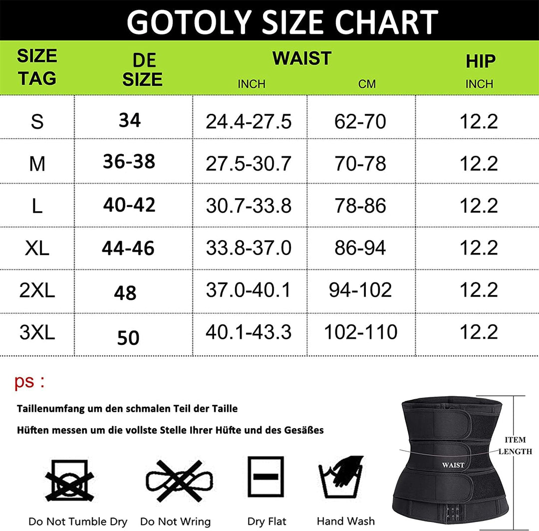 Gotoly Bauchweggürtel Fitness Gürtel Schwitzgürtel Taillenmieder Verstellbarer Neopren Sauna Schweis