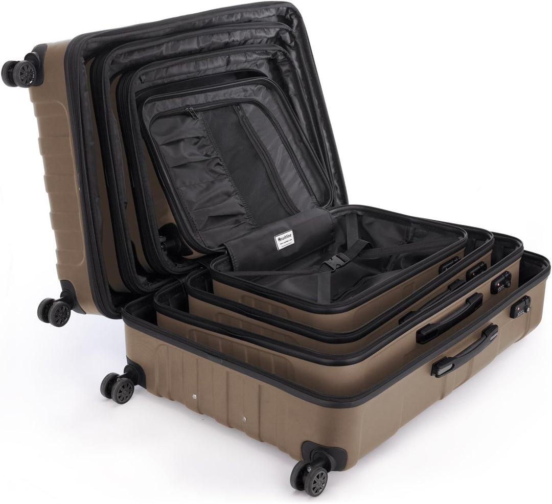 Suitline – 4er Set aus Handgepäck, mittelgrosser Koffer, grosser Hartschalen-Koffer, übergrosser Rei