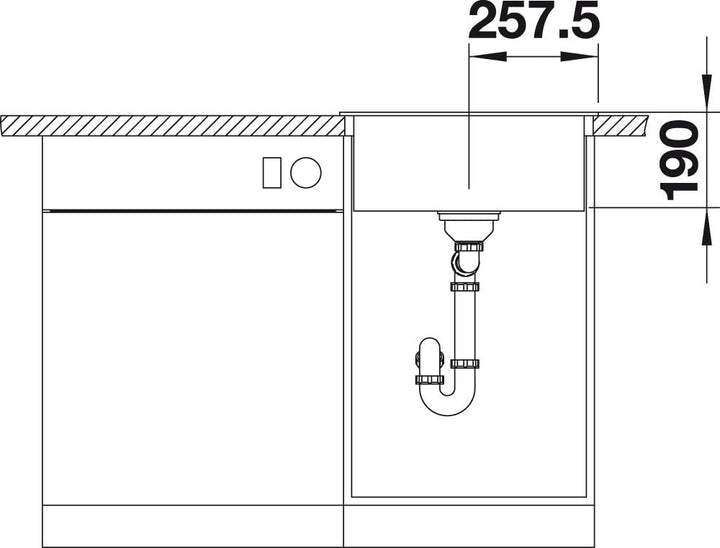 BLANCO DALAGO 5 | SILGRANIT felsgrau | Einbauart: Einbau von Oben | mit Ablauffernbedienung | 50er U