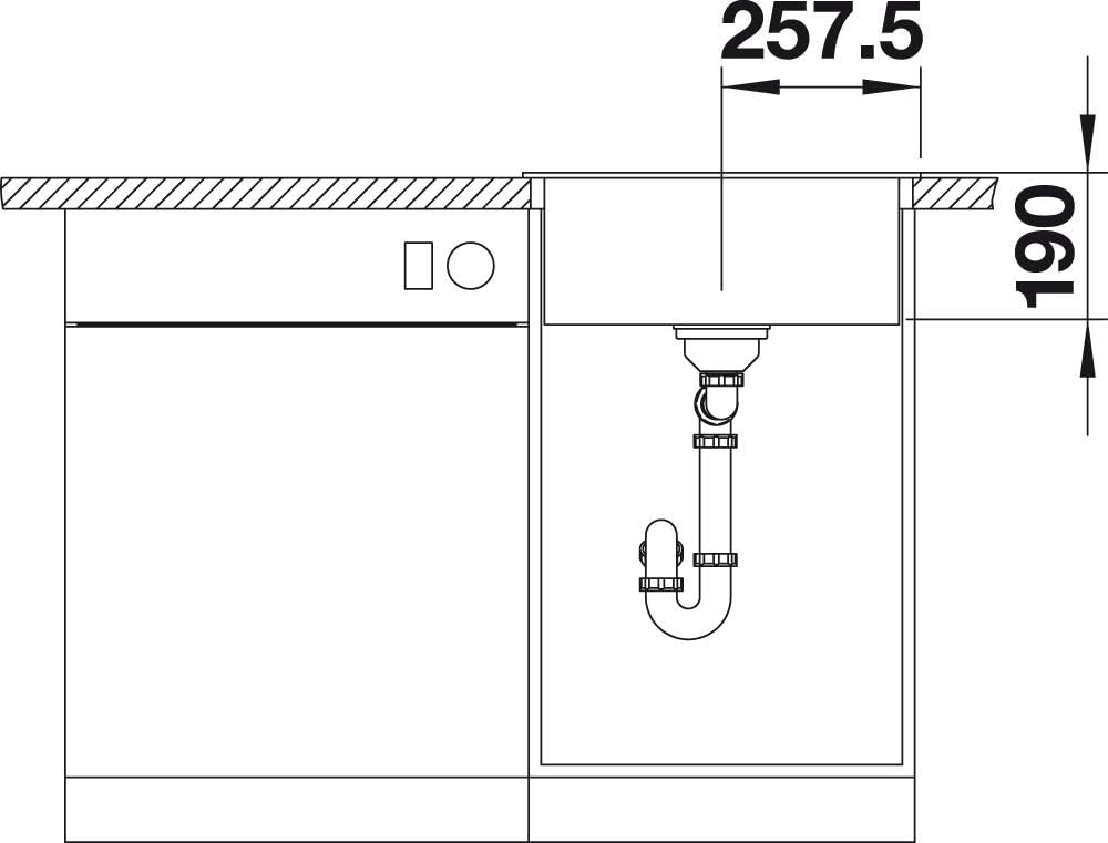 BLANCO DALAGO 5 | SILGRANIT felsgrau | Einbauart: Einbau von Oben | mit Ablauffernbedienung | 50er U